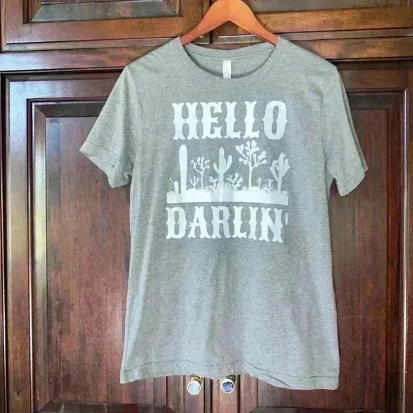 Hello Darlin’ Women's Bella + Canvas T-Shirt, Gray, Size M - Picture 1 of 9